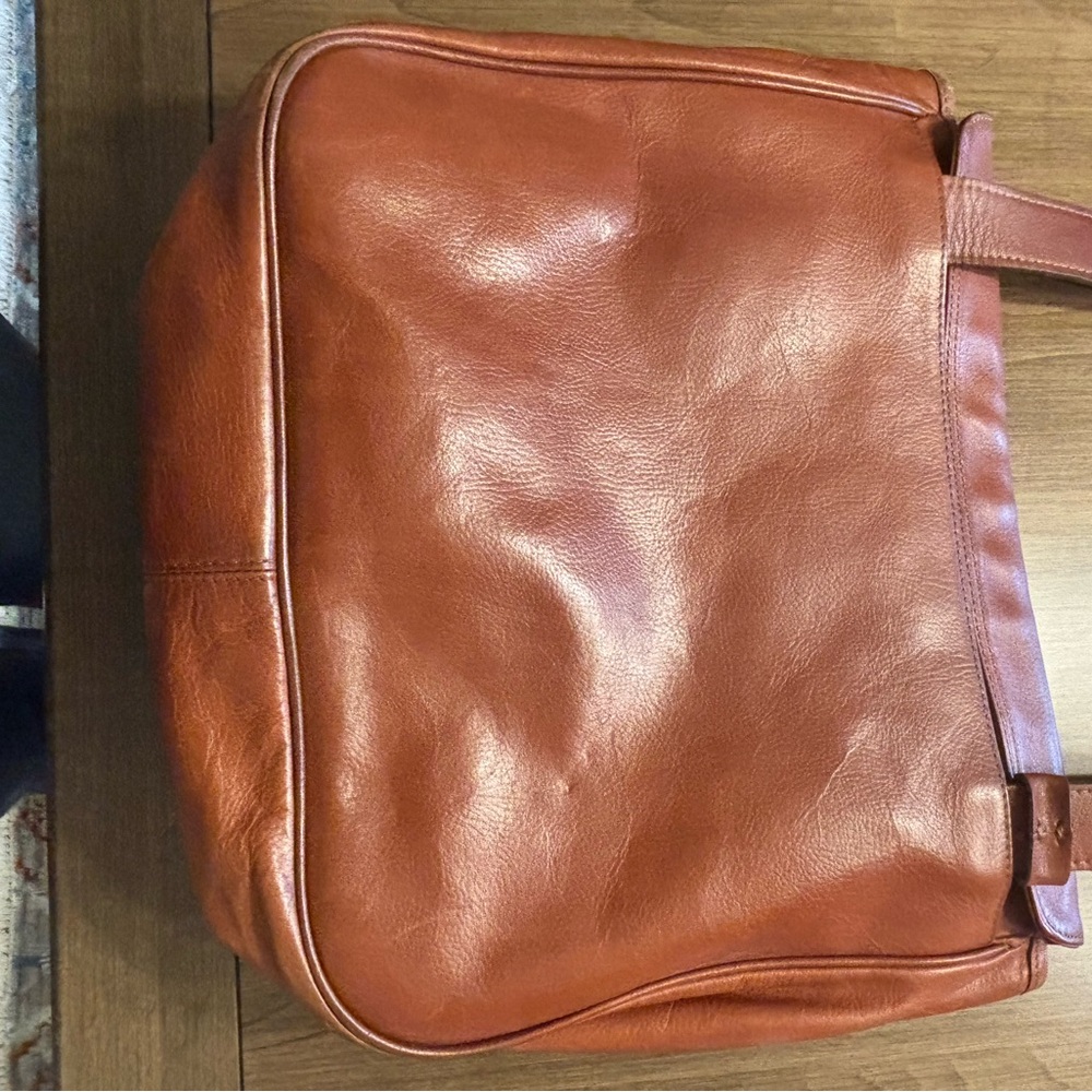 Vintage French Company Brown Leather Messenger Style Bag c1995 - Picture 3 of 10